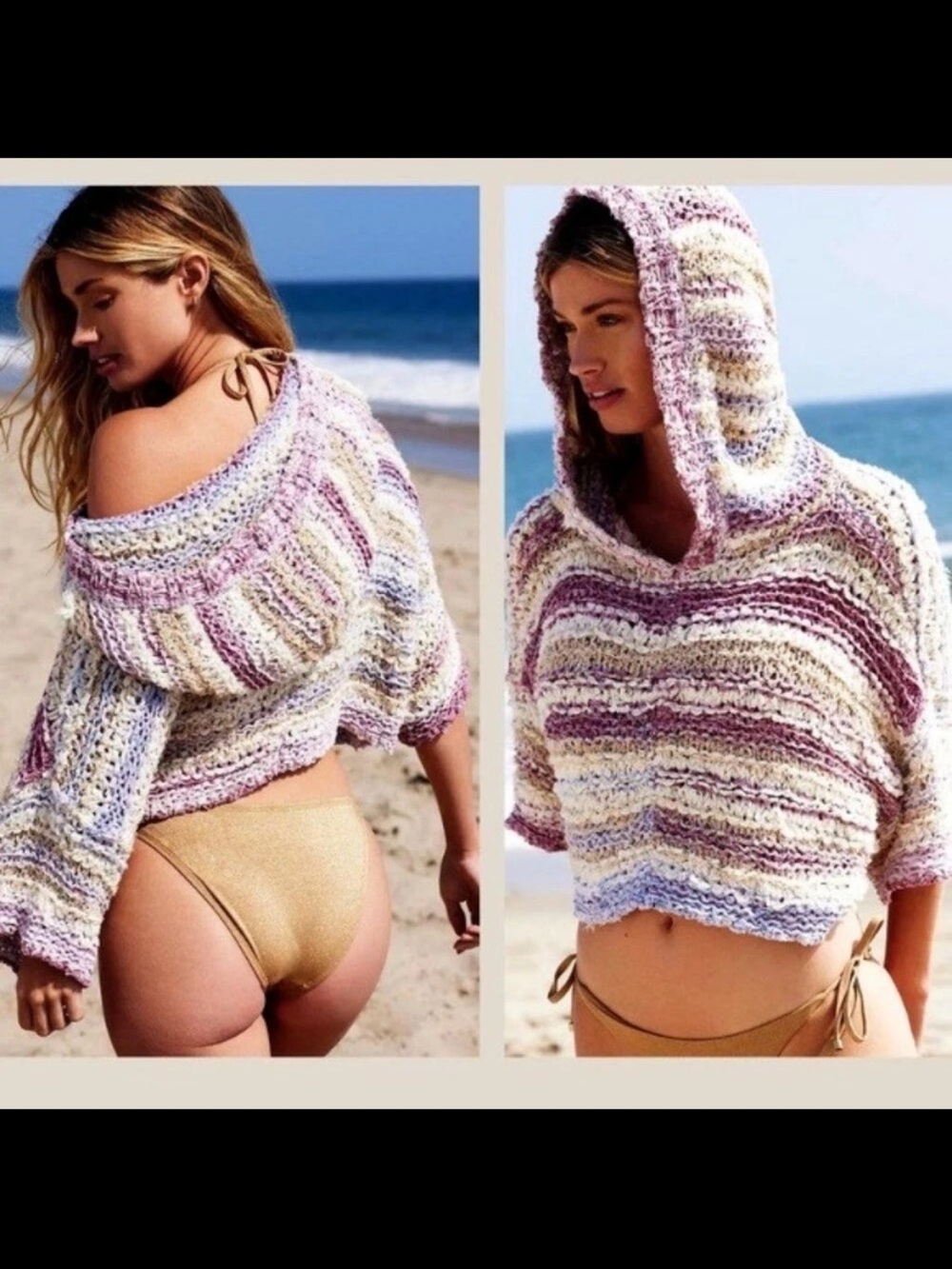 NWT Pilcro Anthropologie Crochet Cropped Hoodie Small